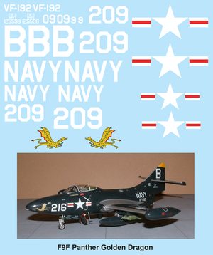 F9F Panther 209 Golden Dragon with Digitally printed nose art