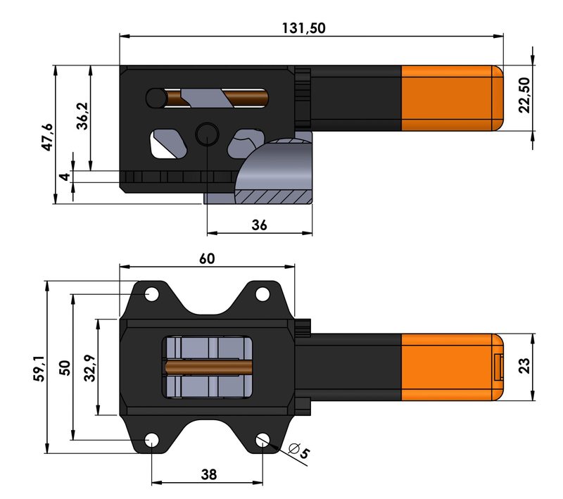 B25 2500mm 101" Ziroli retractable landing gear - Geartech replacement for ROBART