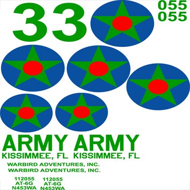 AT-6 Texan (Green and Yellow USAAF) Vinyl Graphics